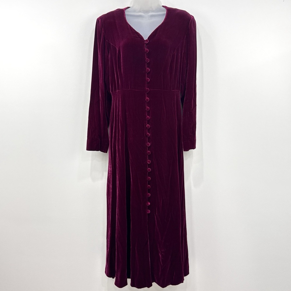 VTG 80s Liz Claiborne Velvet Dress 10 Whimsigoth Victorian Silk Dark Romantic